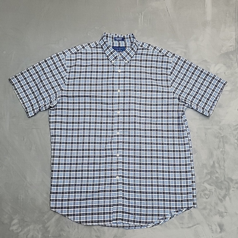 Towncraft Wrinkle Free Shirt Mens XL Tall Blue Plaid Button Down Casual Preppy
